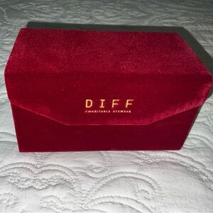 DIFF red velvet sunglasses case.